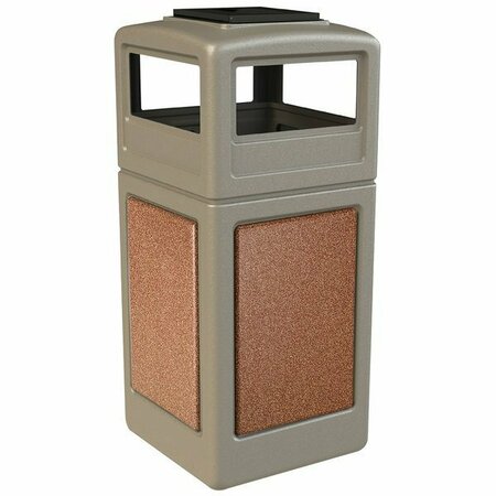 COMMERCIAL ZONE CZ StoneTec 42 Gal Beige Square Waste Receptacle - Sedona Panels, Ashtray Lid 27872051699